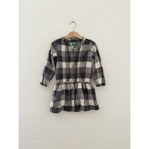 Dip Girls 3T Gray Buffalo Plaid Flannel Dress Long Sleeve Button Front 3/4 Fall